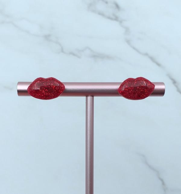 Boucles d&#039;oreilles Bouche Rouge à Paillette