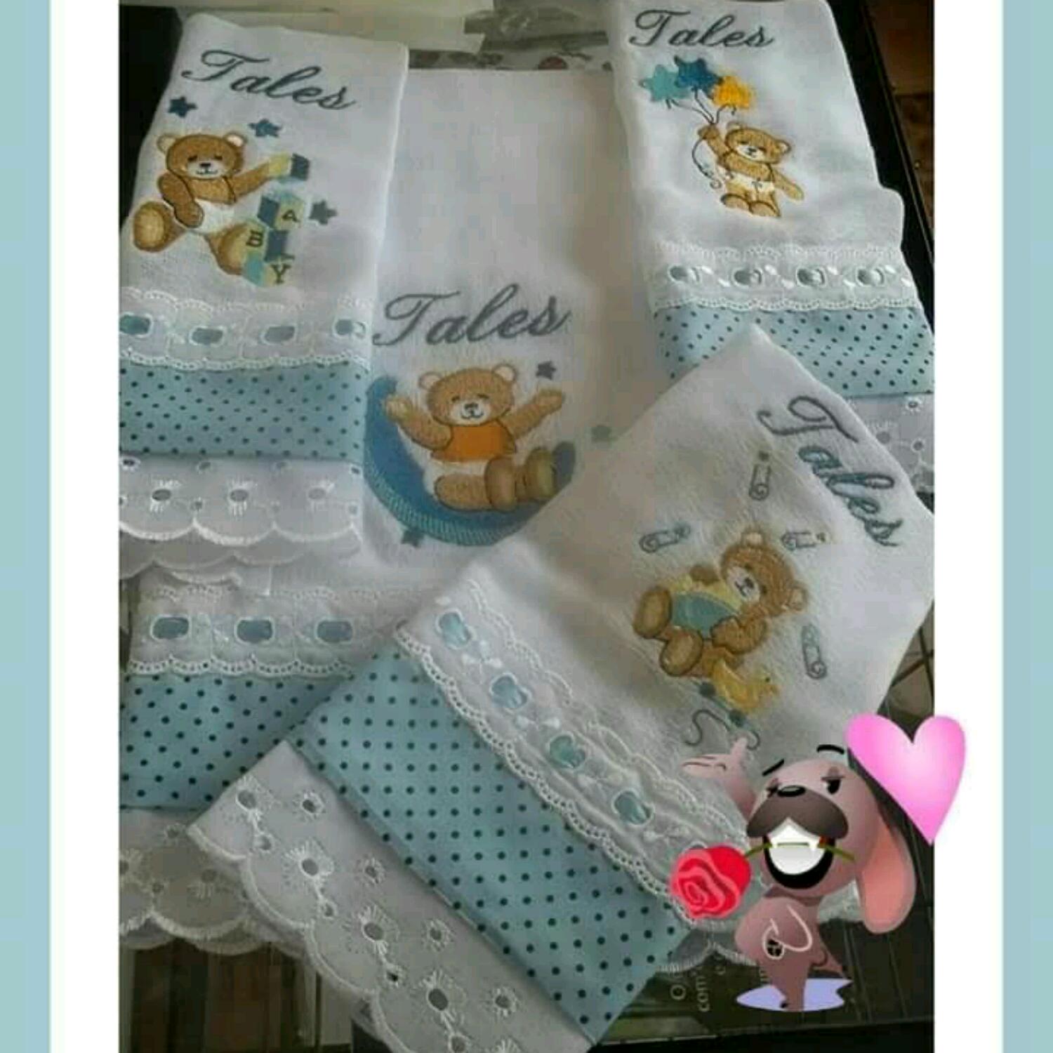 Fralda bordada urso