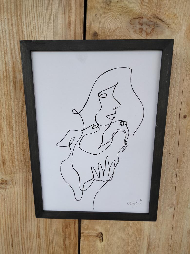  femme et chien Format A4