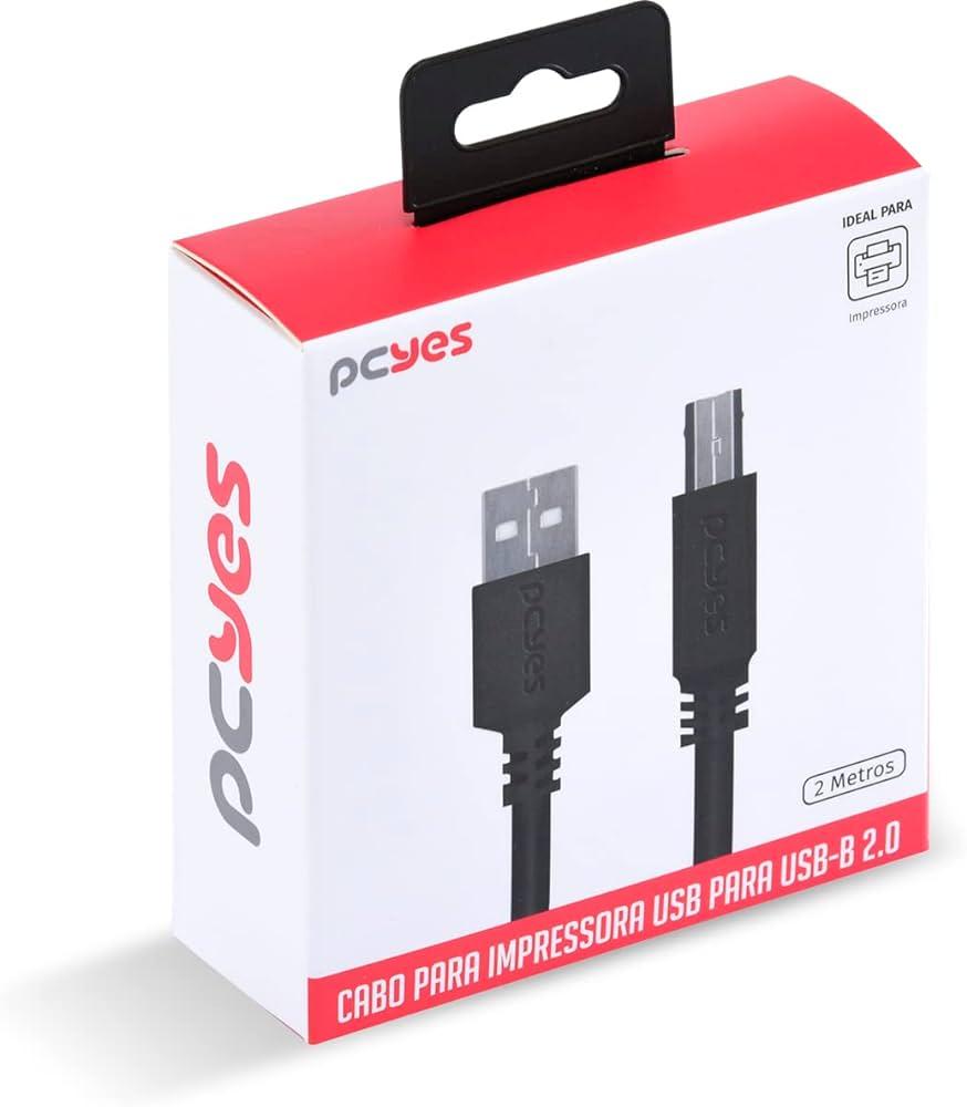 894 - Cabo USB A P/ USB B 2.0 2m Pcyes