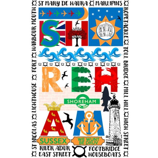 SHOREHAM TOWN TEA TOWEL 