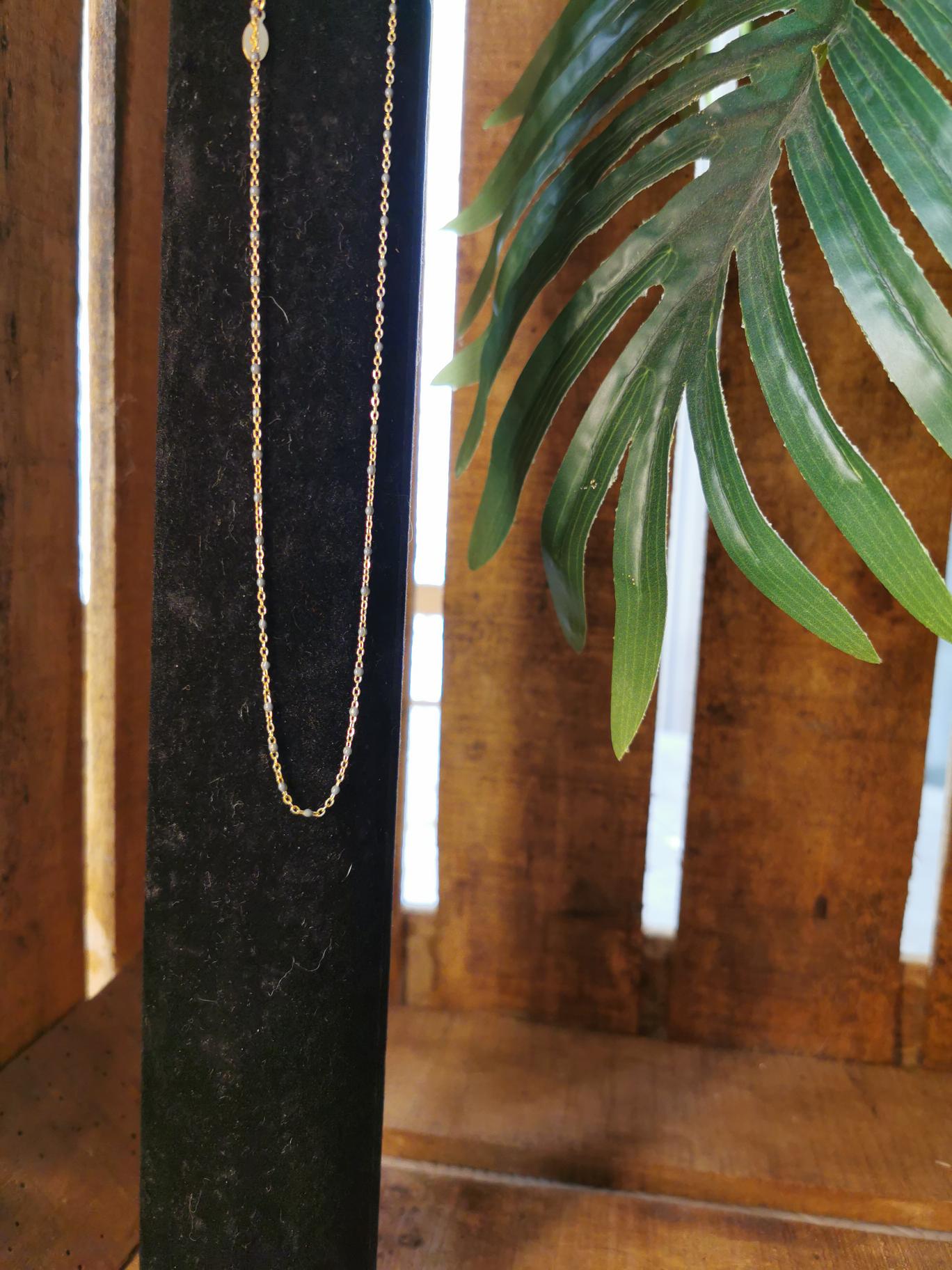 Collier acier et email gris foncé 