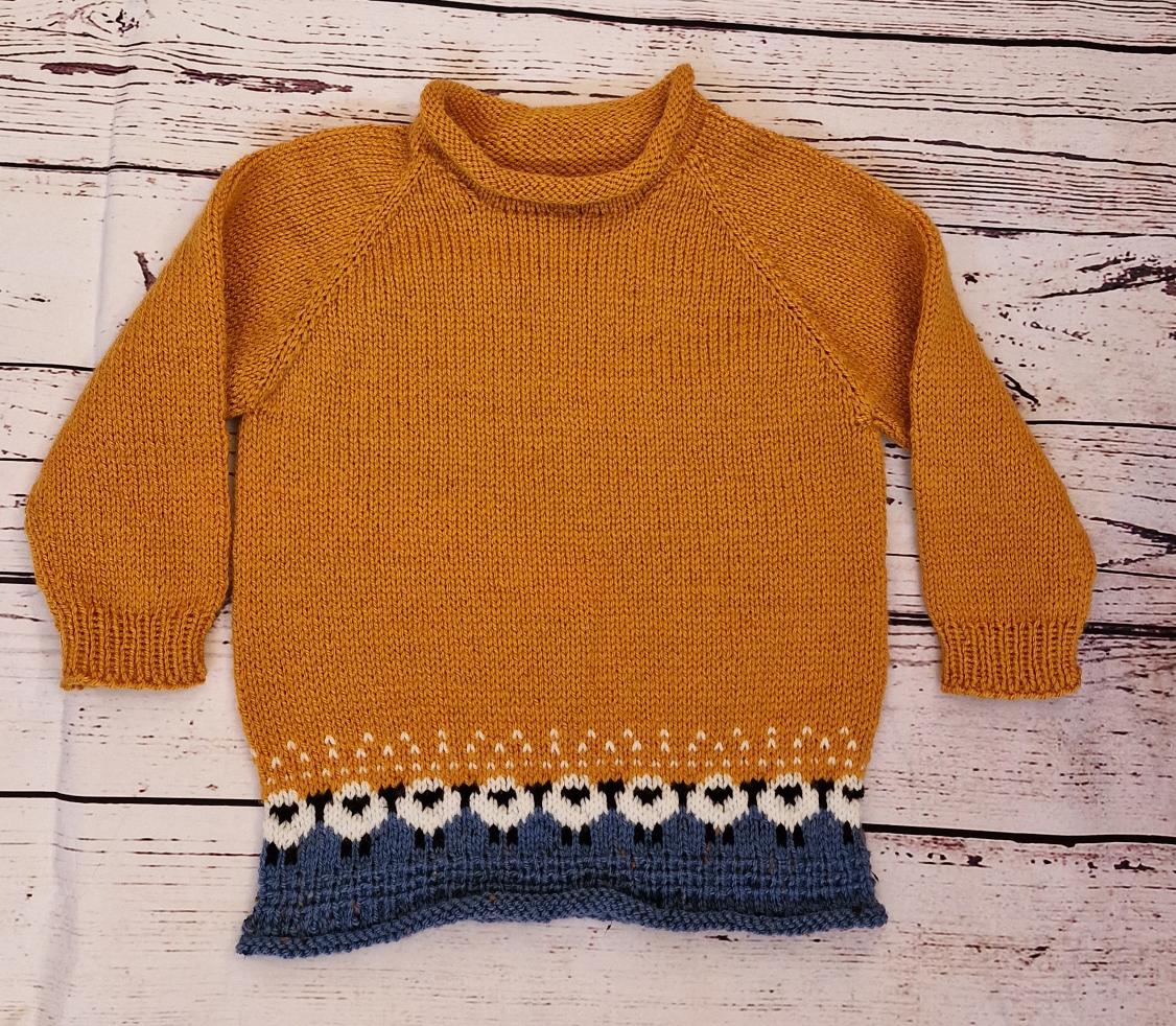 Childs Sheep Jumper Age 4 Mustard Denim