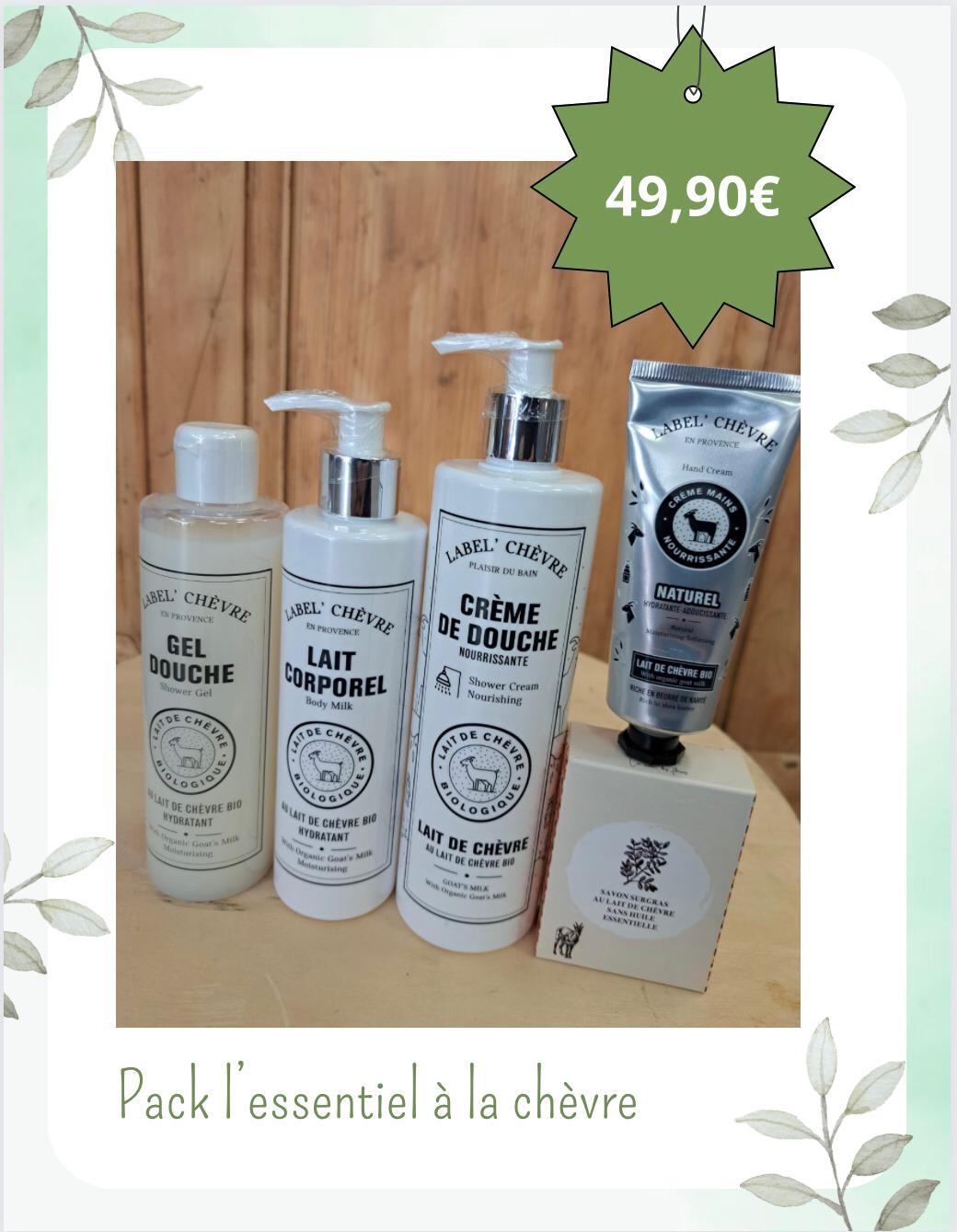 Gel douche +crème de douche +crème main+lait corporel et savon chèvre saponification à froid 