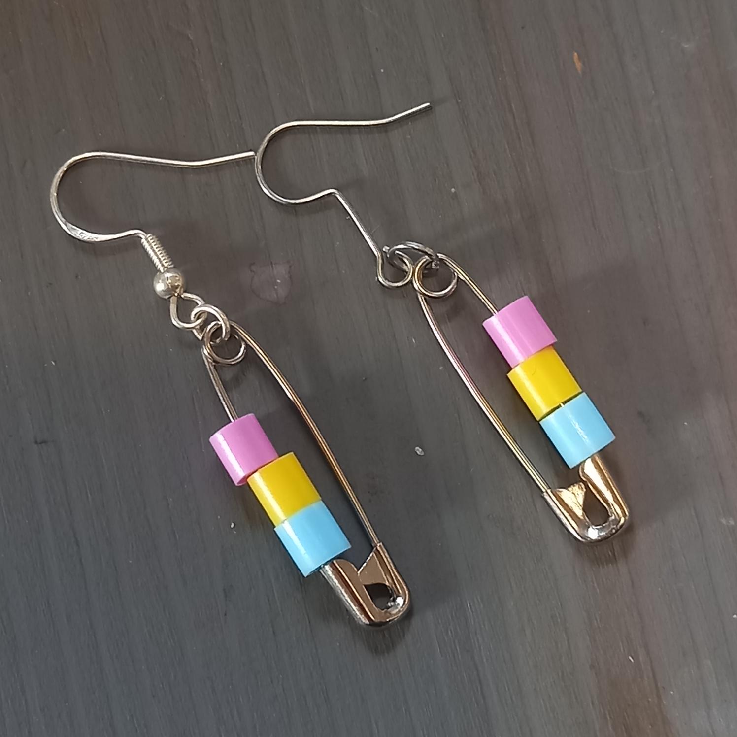 Pansexual Safety Pin Earrings 