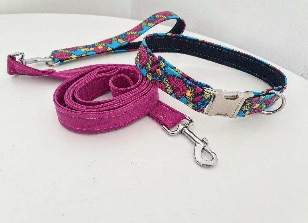 SET_Collier + Laisse ◾️Patchwork Bariolé