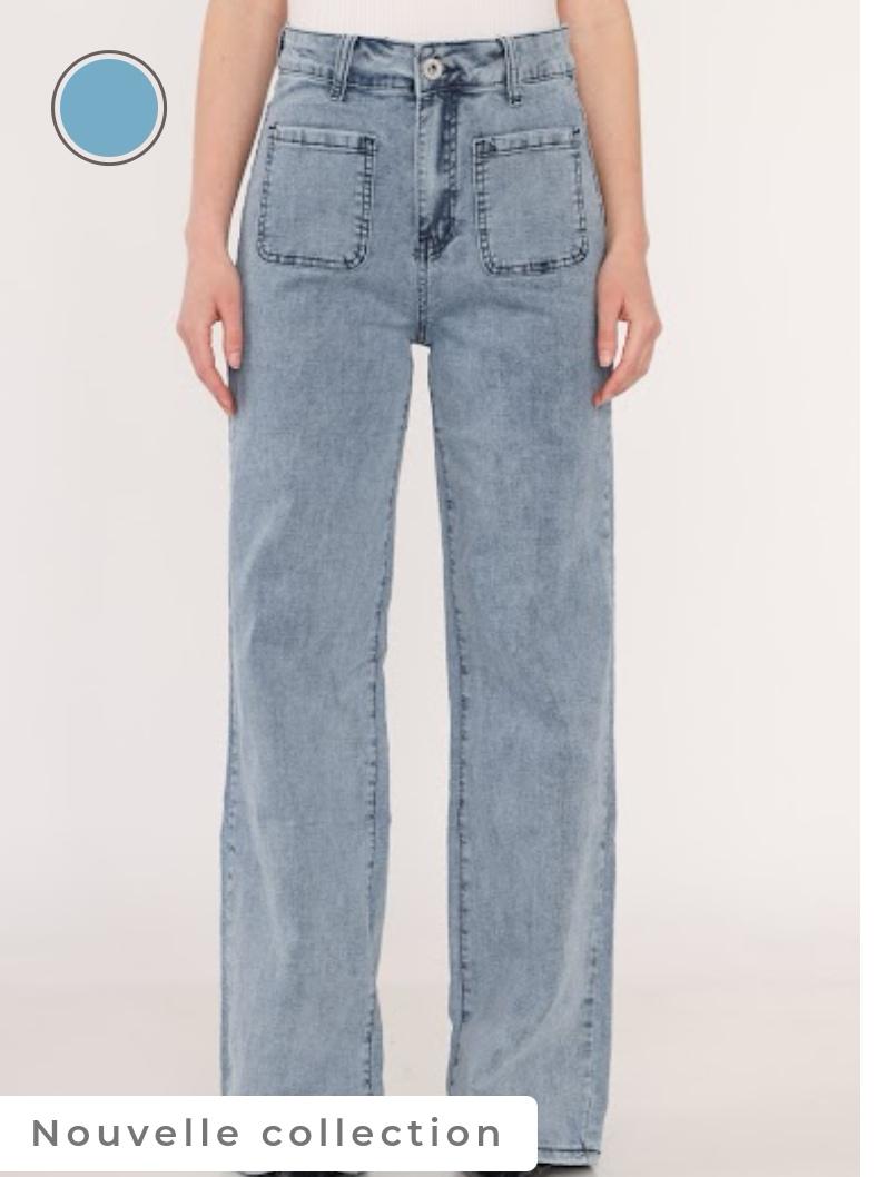 Jean délavé droit coupe large 
