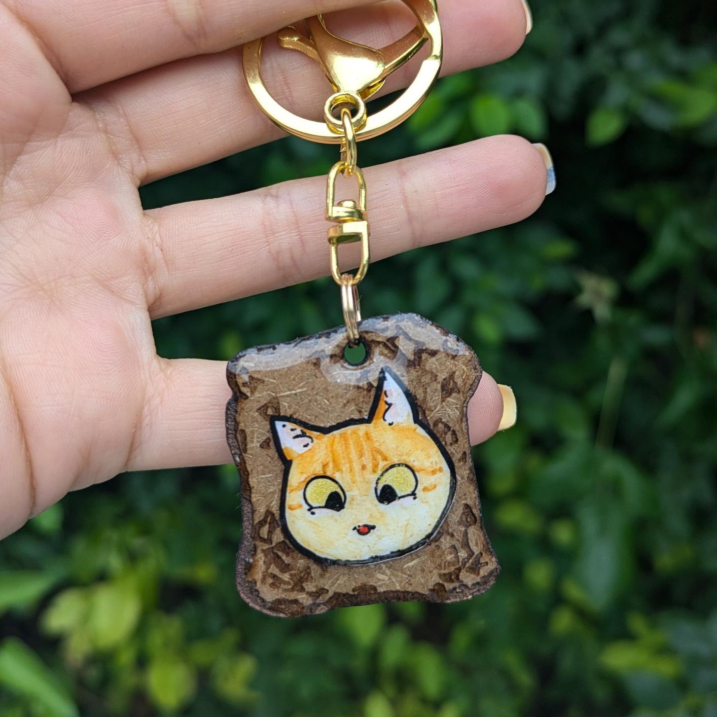 *Personnalisable* Porte-clé chat toast