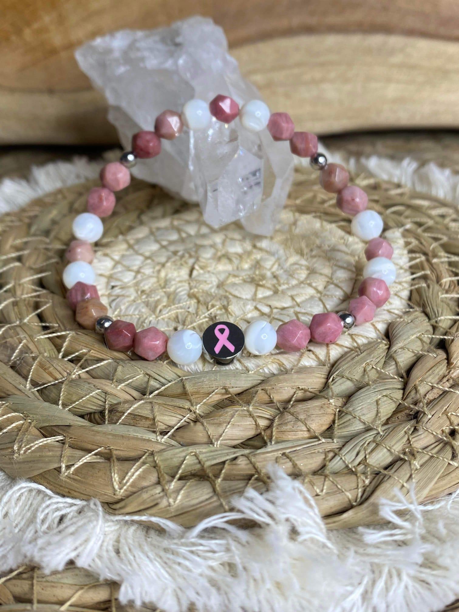 Bracelet Octobre rose - Rhodochrosite et Nacre