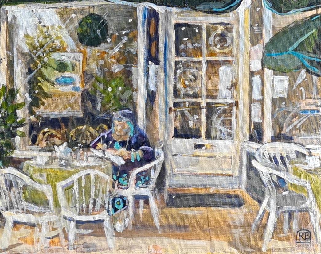 Sketchbook Lunch. Original 10×8 canvas board. SOLD.