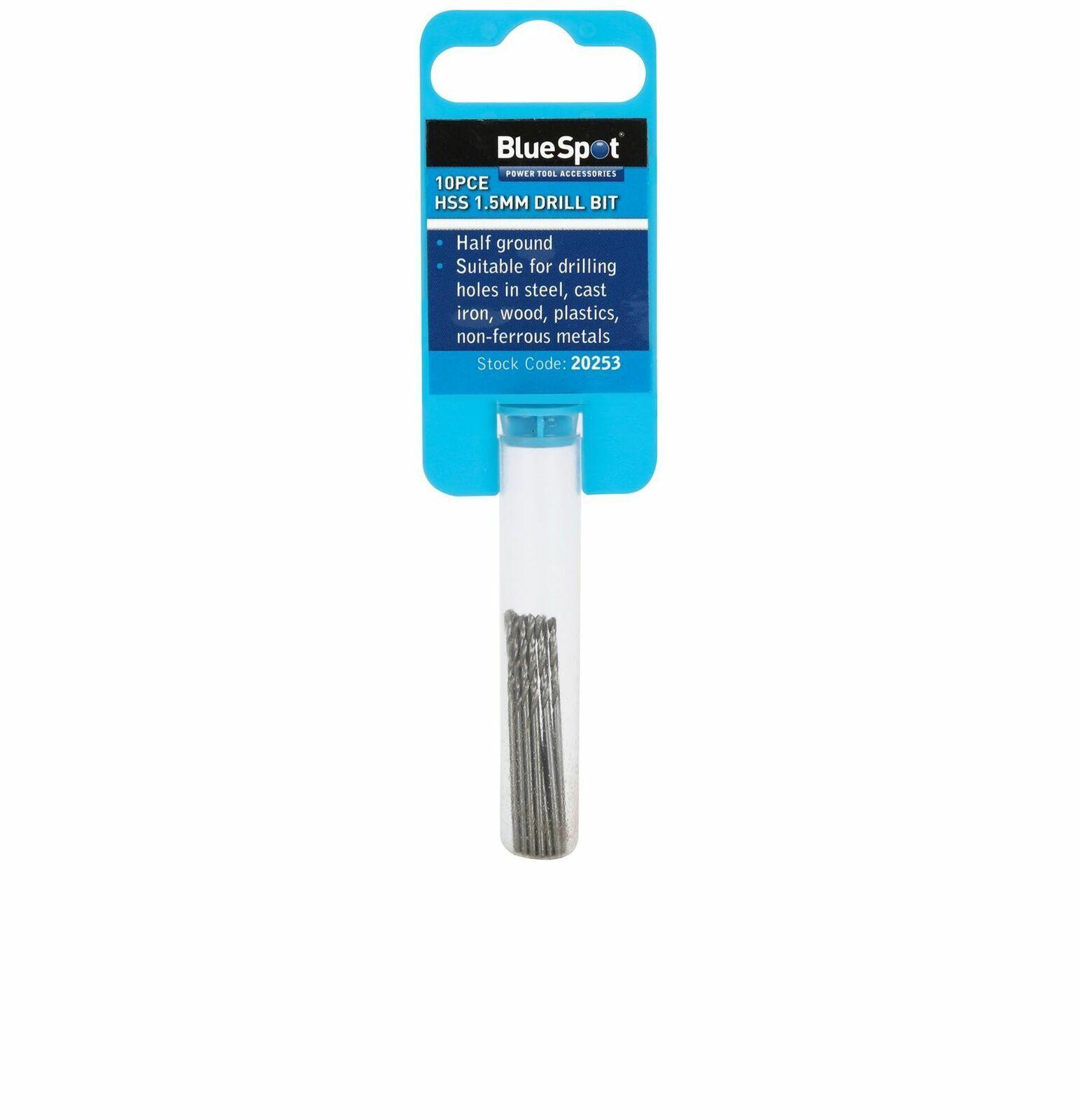 1.5 mm BlueSpot HSS Metric Drill Bits 10pk for Steel Wood plastics