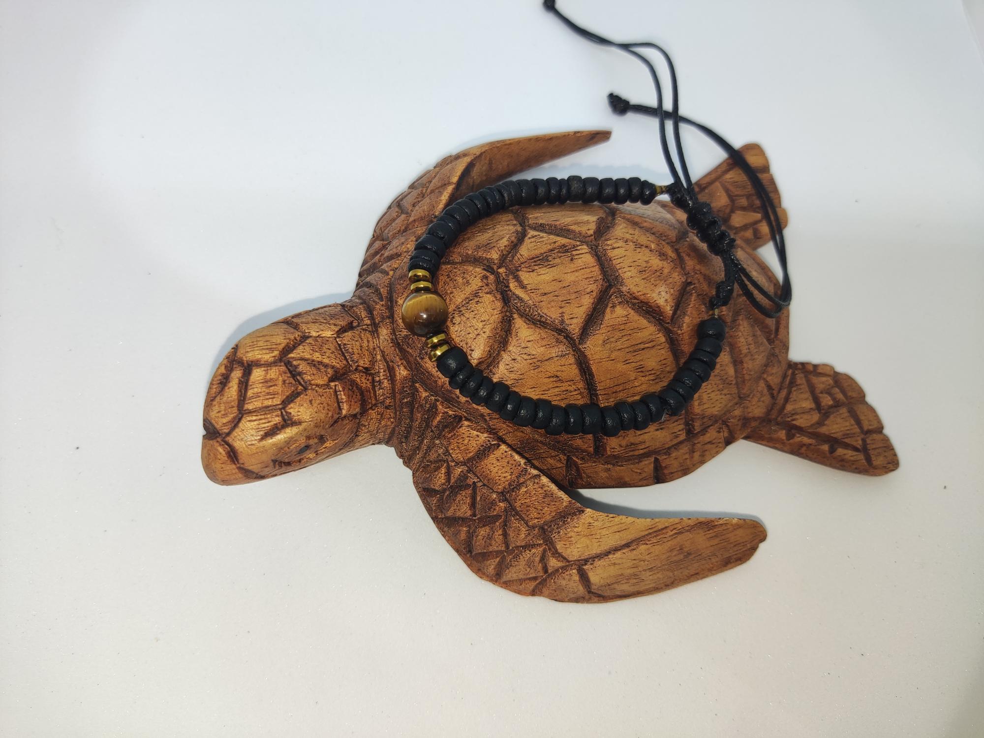 Bracelet coco noir oeil tigre marron