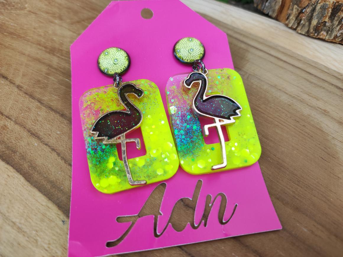 Boucles D'oreilles 'Flamingo Space'
