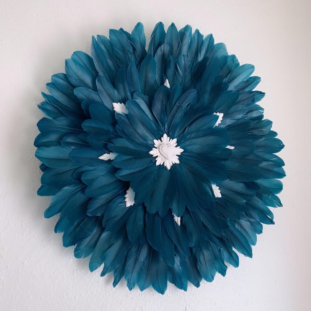 Jujuhat plumes turquoises et céramique