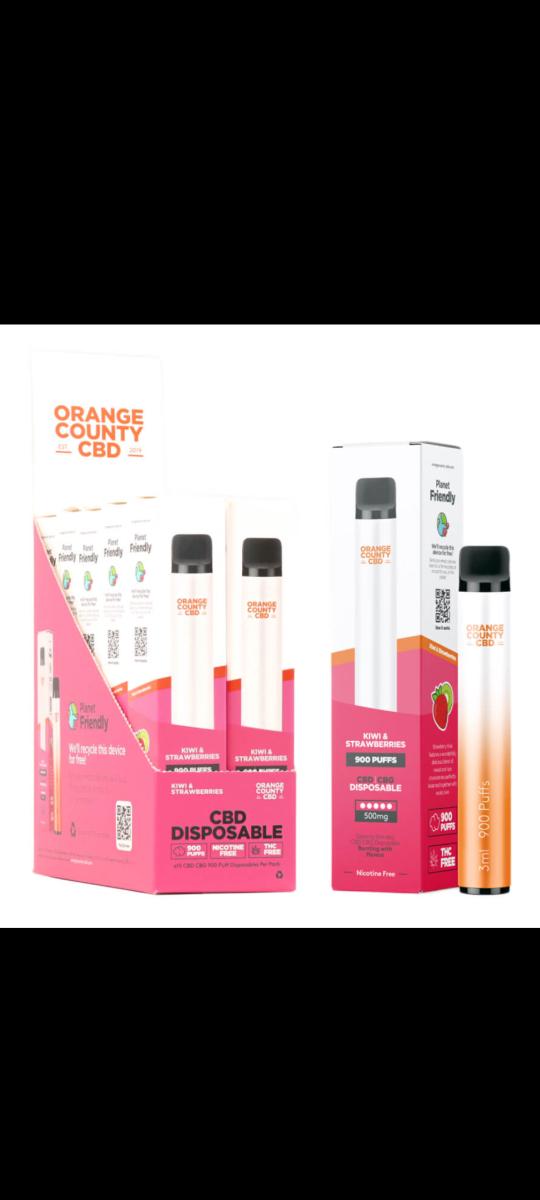 Orange County CBD 3ml Disposable Vape Pen 250 CBD + 250mg CBG Kiwi and Strawberries


