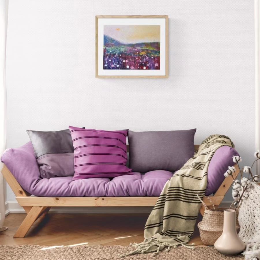 Meadow abstract, orange sky