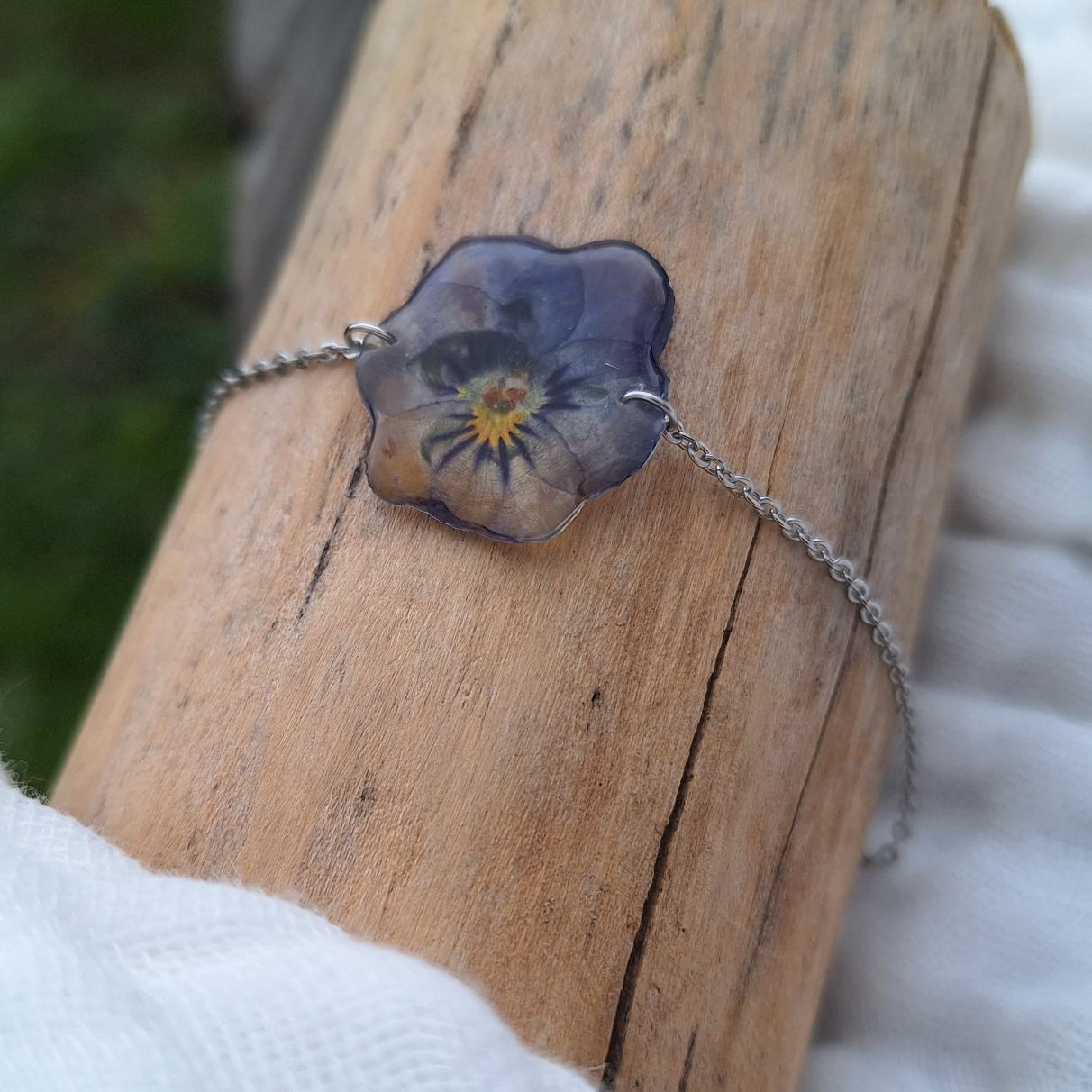 Bracelet petite Pensée • Viola cornuta • argenté