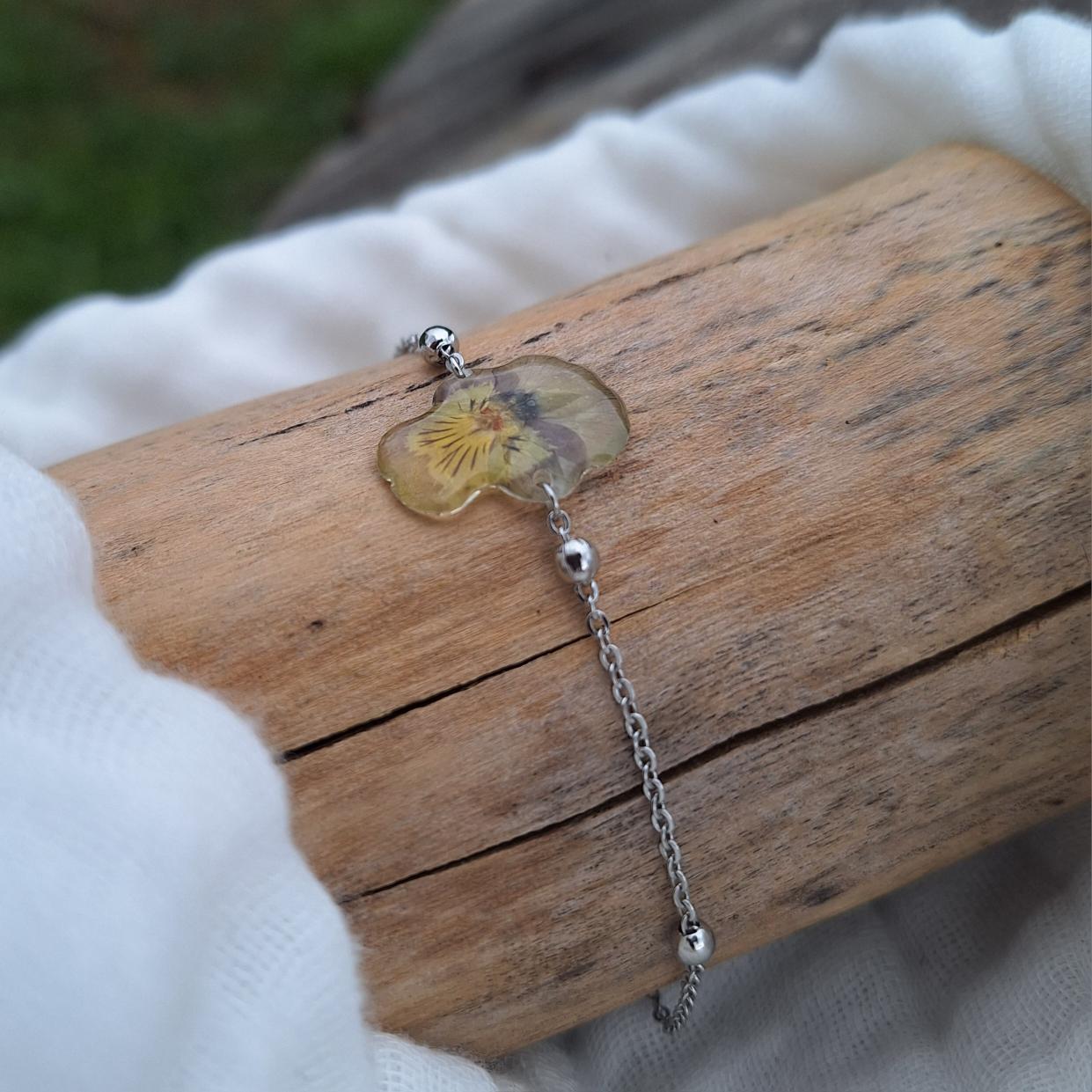 Bracelet petite Pensée • Viola cornuta • argenté