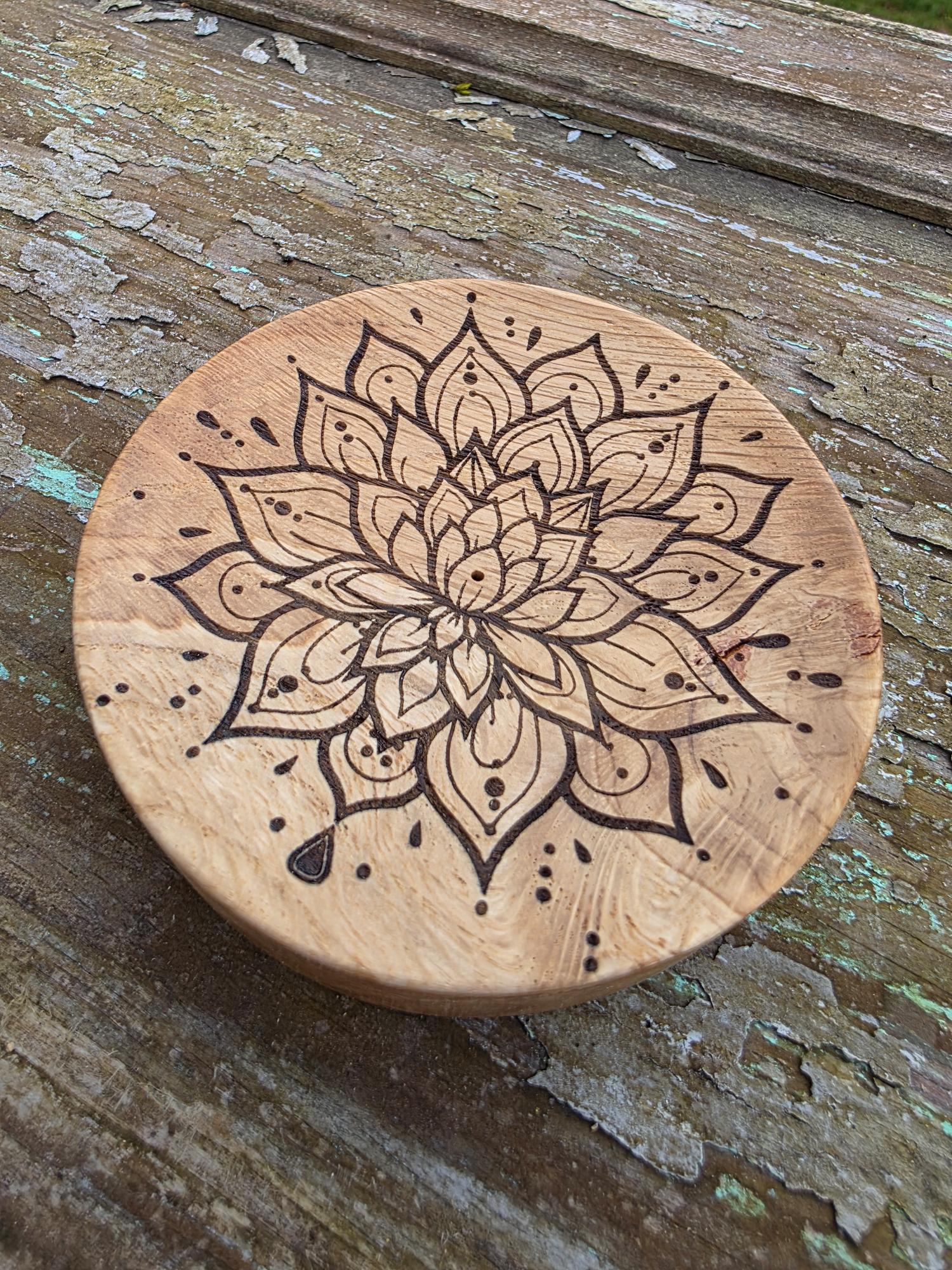 Support encens en bois de chêne massif