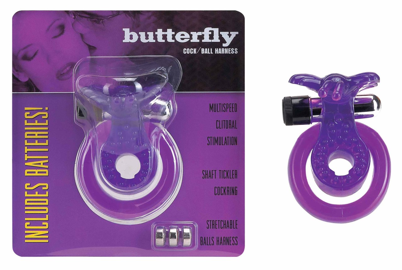 Cock &amp; Ball Harness Butterfly purple