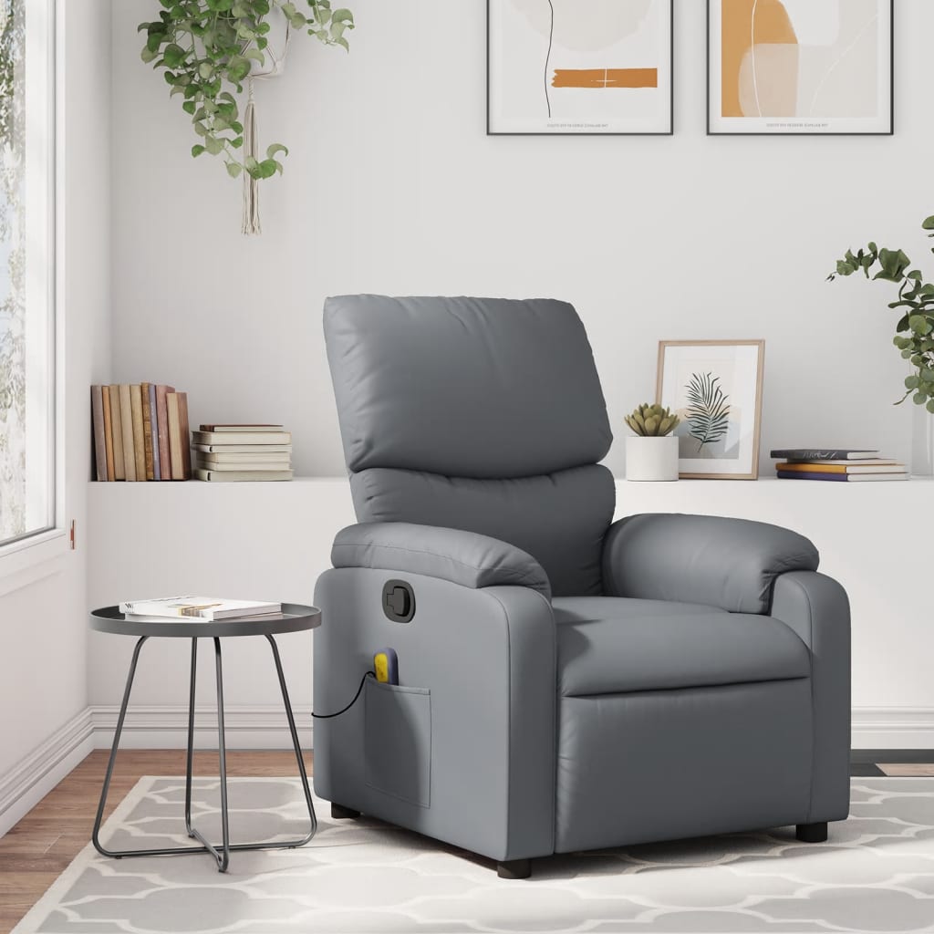 Fauteuil de massage inclinable Gris Similicuir