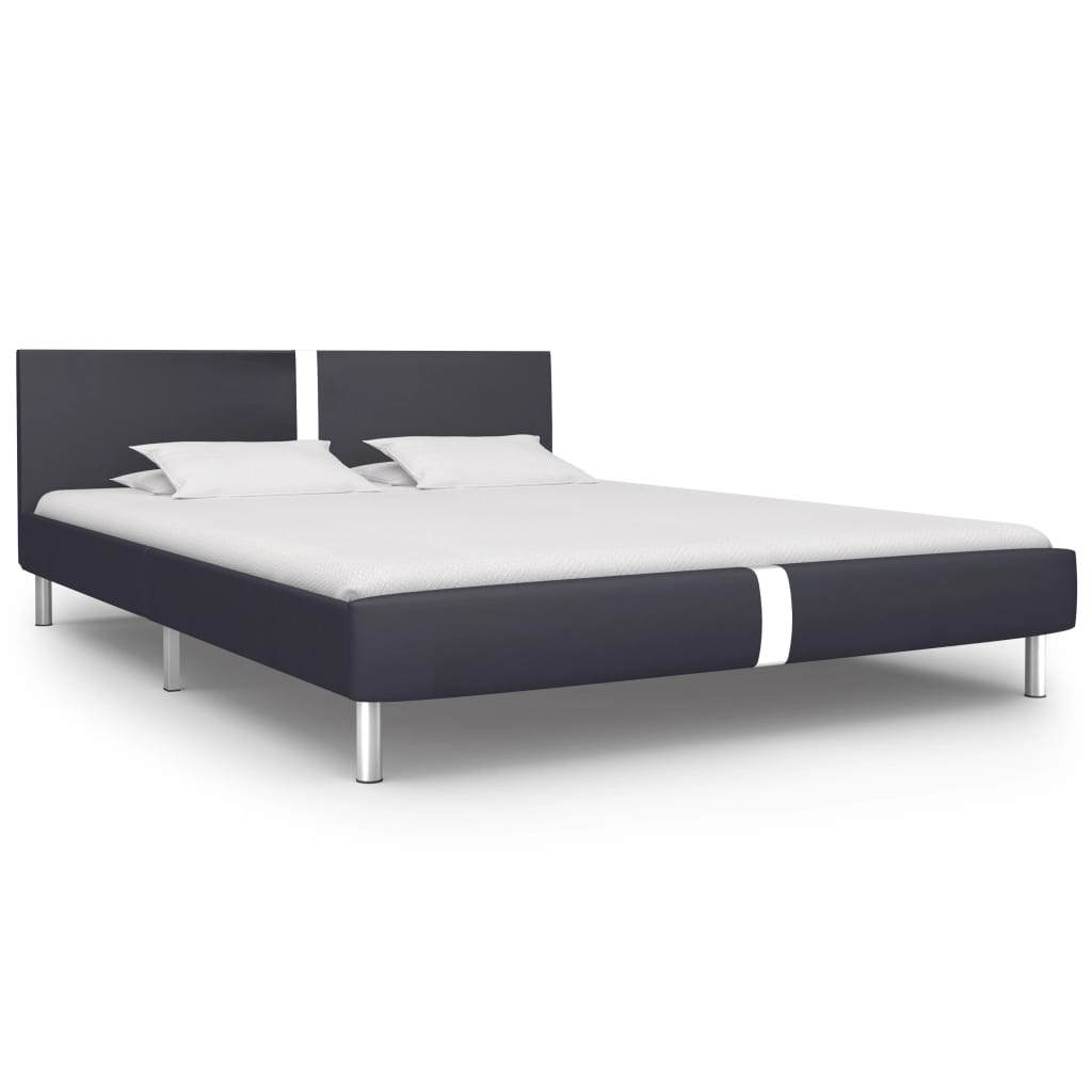 Cadre de lit sans matelas noir similicuir 140x200 cm