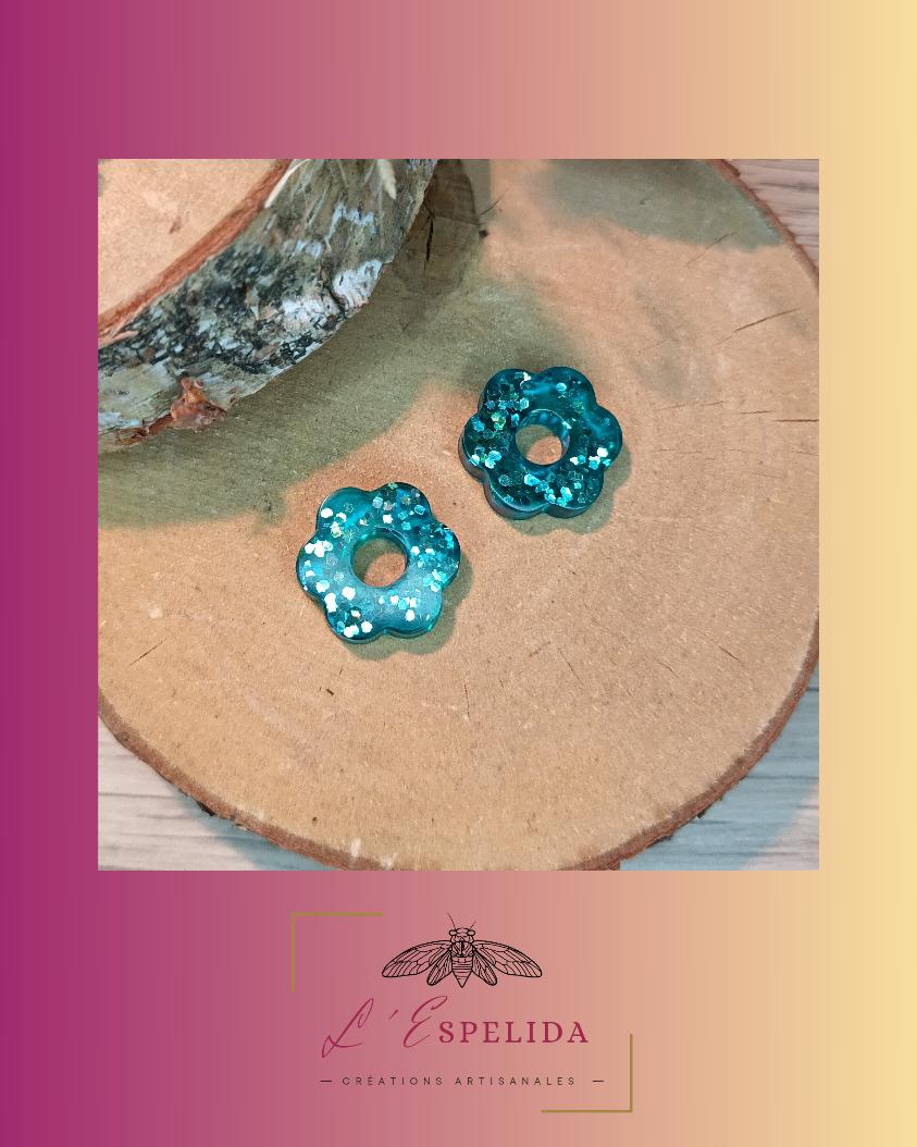 Plurielles fleurs bleues turquoise 