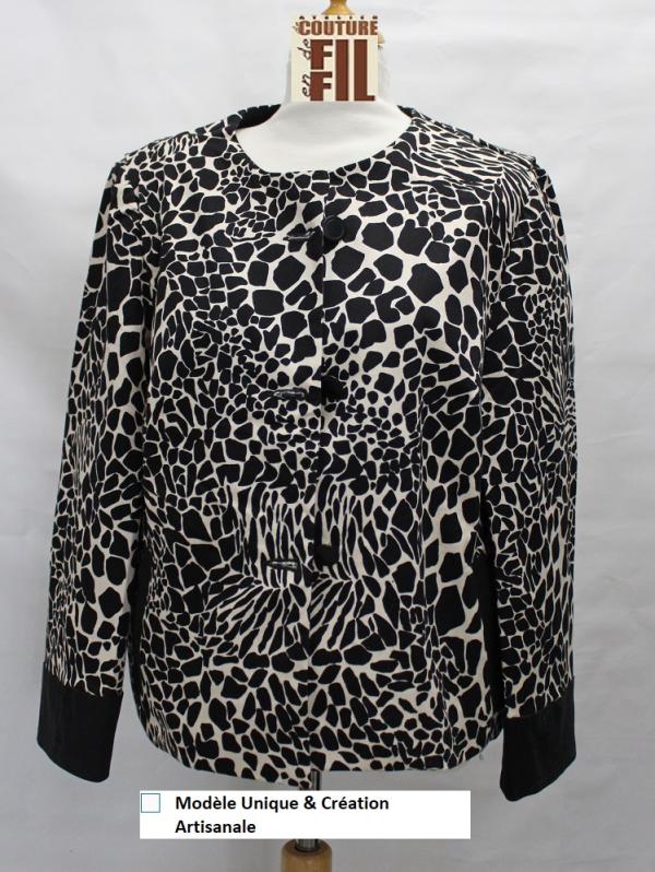 Veste léopard noir et écru 