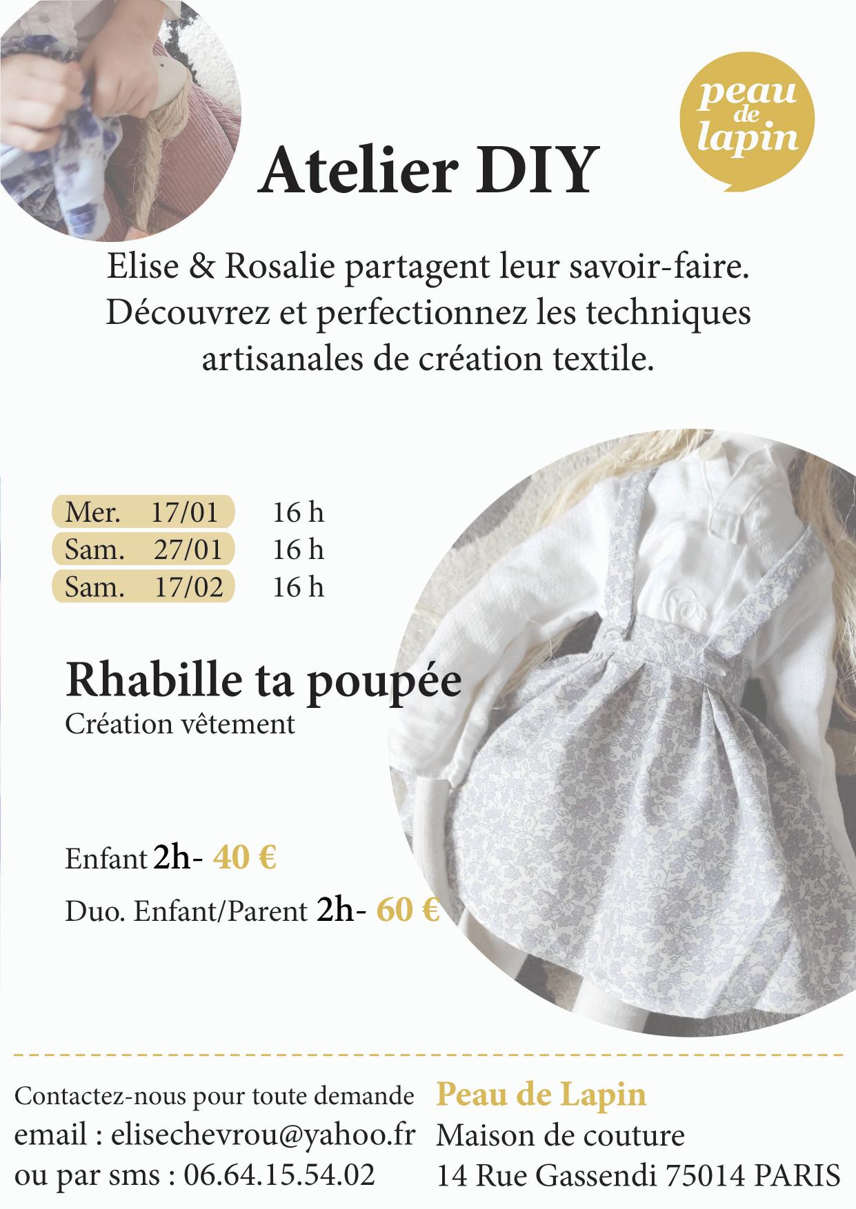 Rhabille ta poupée 17/01 16h-18h