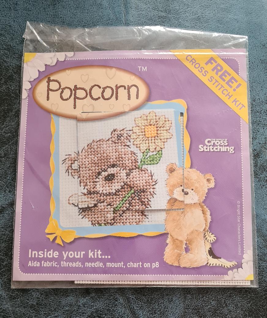 New Small Cross Stitch Bear Flower Aida