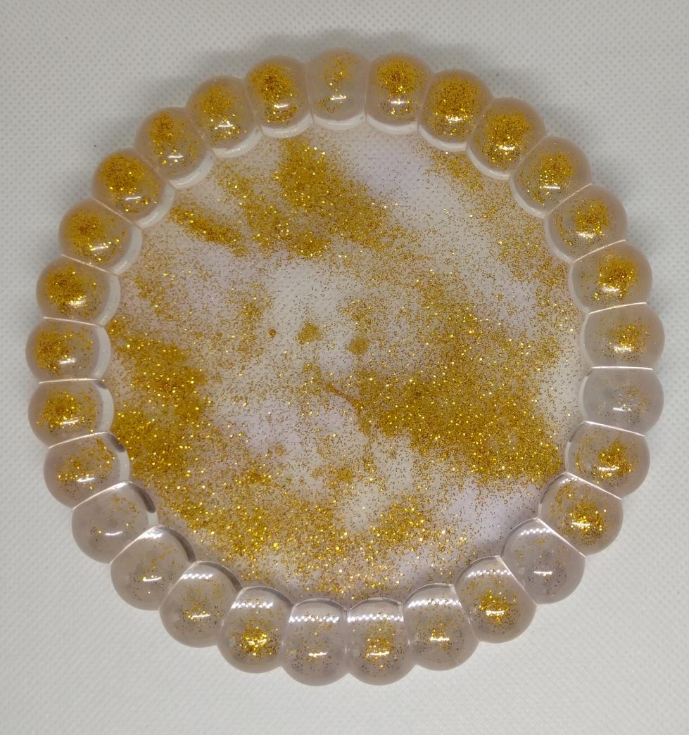 Vide poche avec inclusion de paillettes dorées 