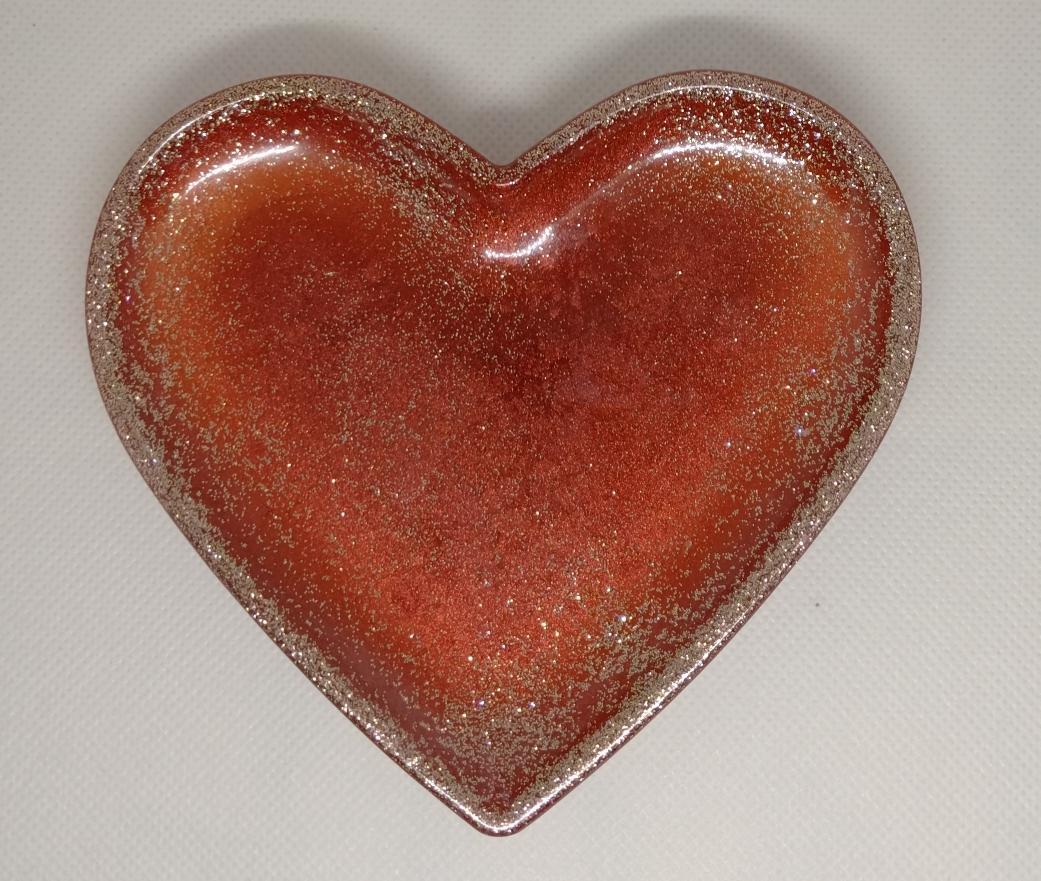 Vide poche coeur marron paillettes 