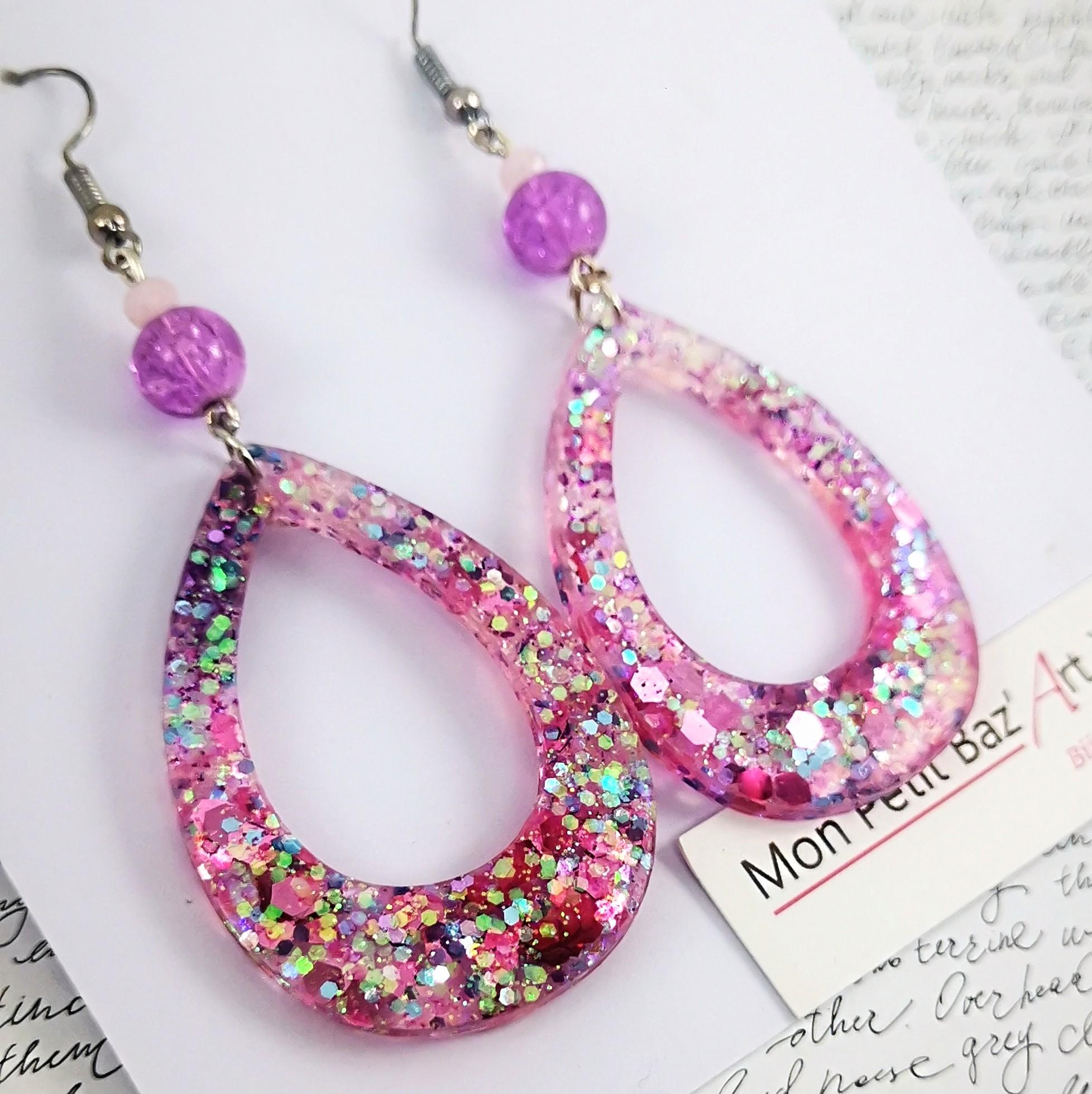 Boucles d'oreilles Gouttes V4 Rose anglais 