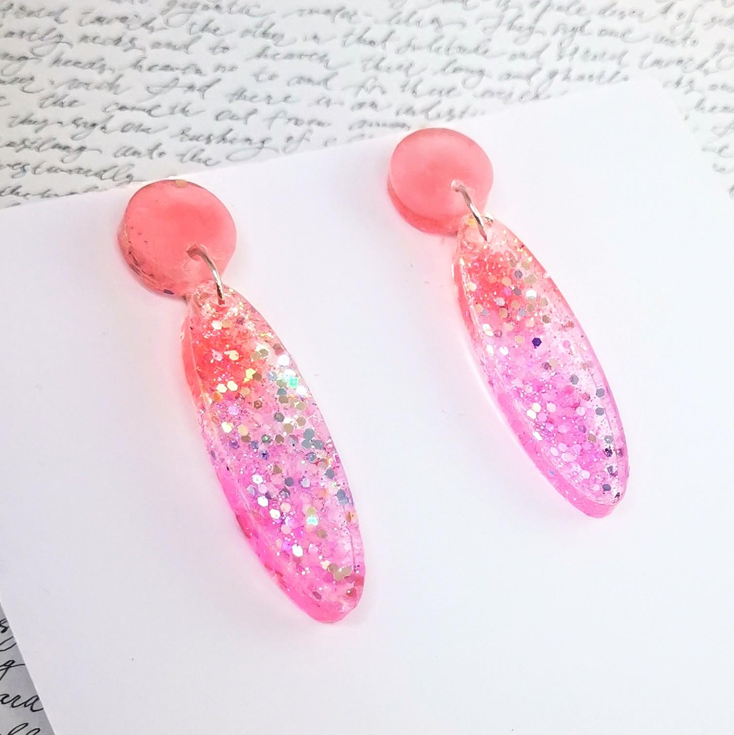 Boucles d'oreilles Elia 5cm corail rose 