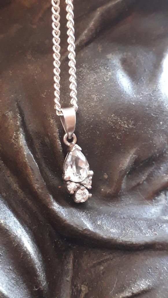 Pendentif aigue marine, zirconium, argent 925.