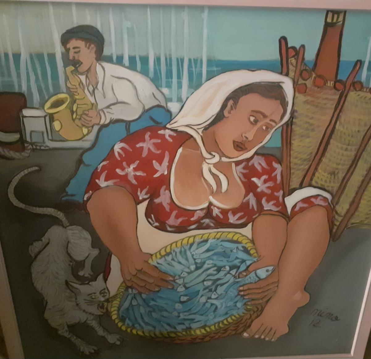 Sax e sarde olio su tela 80x80