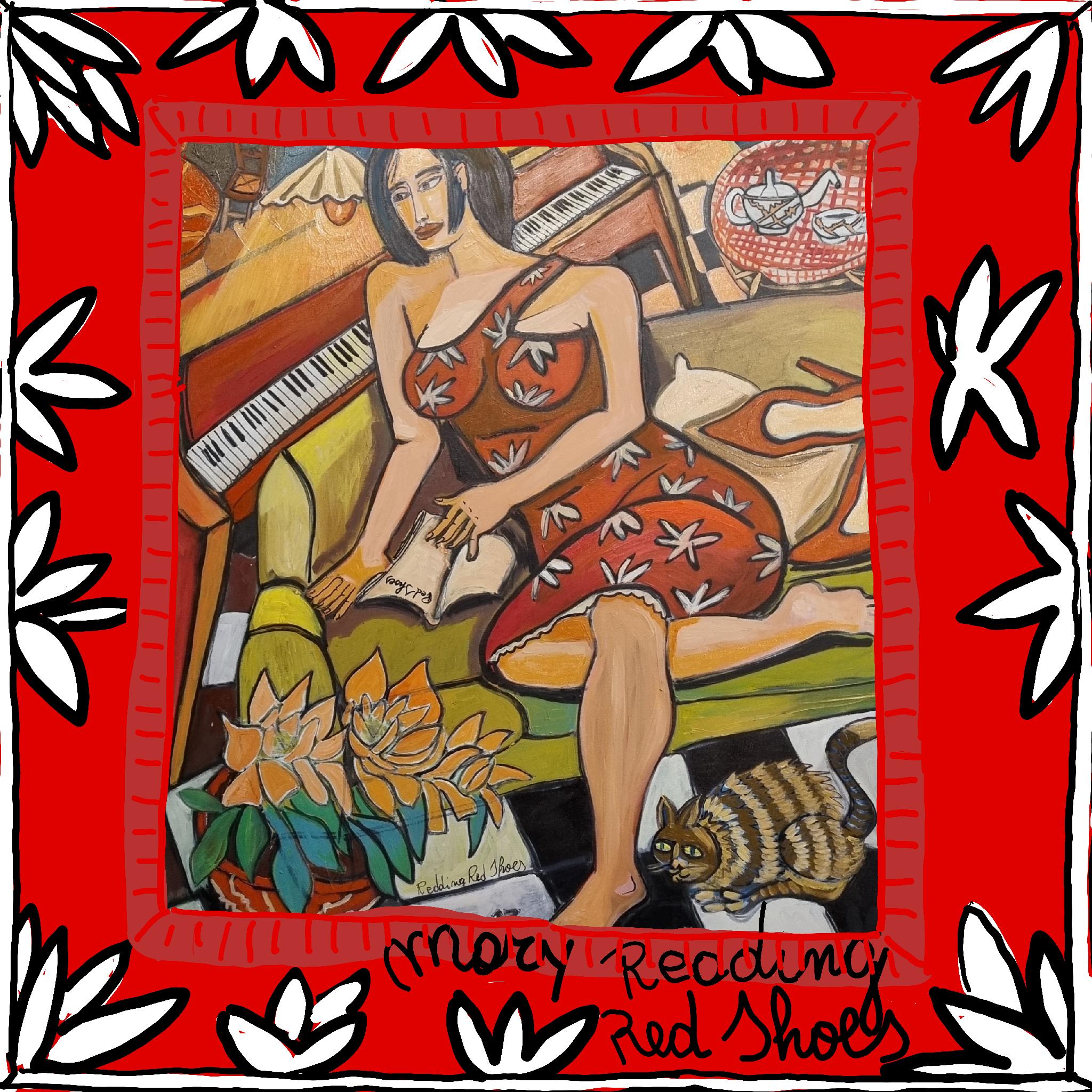 Silk foulard 135x135 Mary reading Red Shoes 