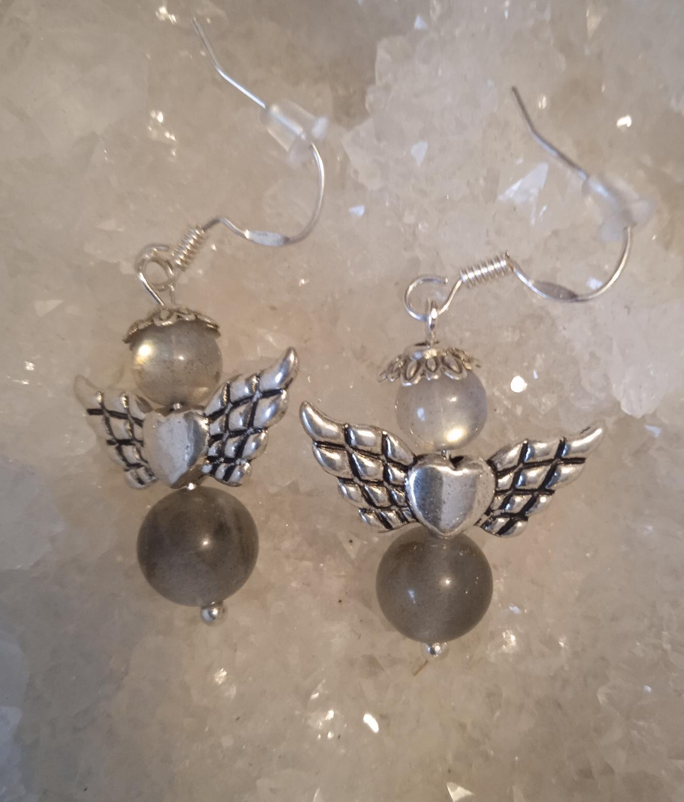 labradorite (boucles d'oreilles "anges") 
