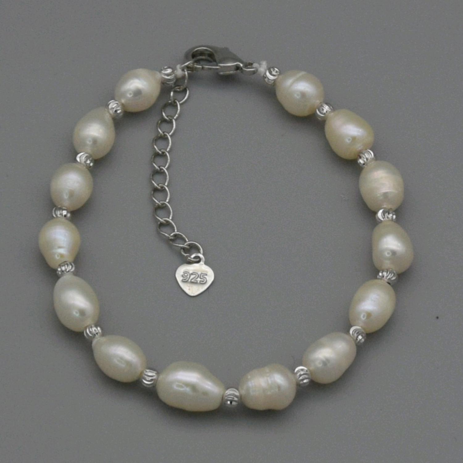 Bracelet en perles de culture d'eau douce et argent 925%