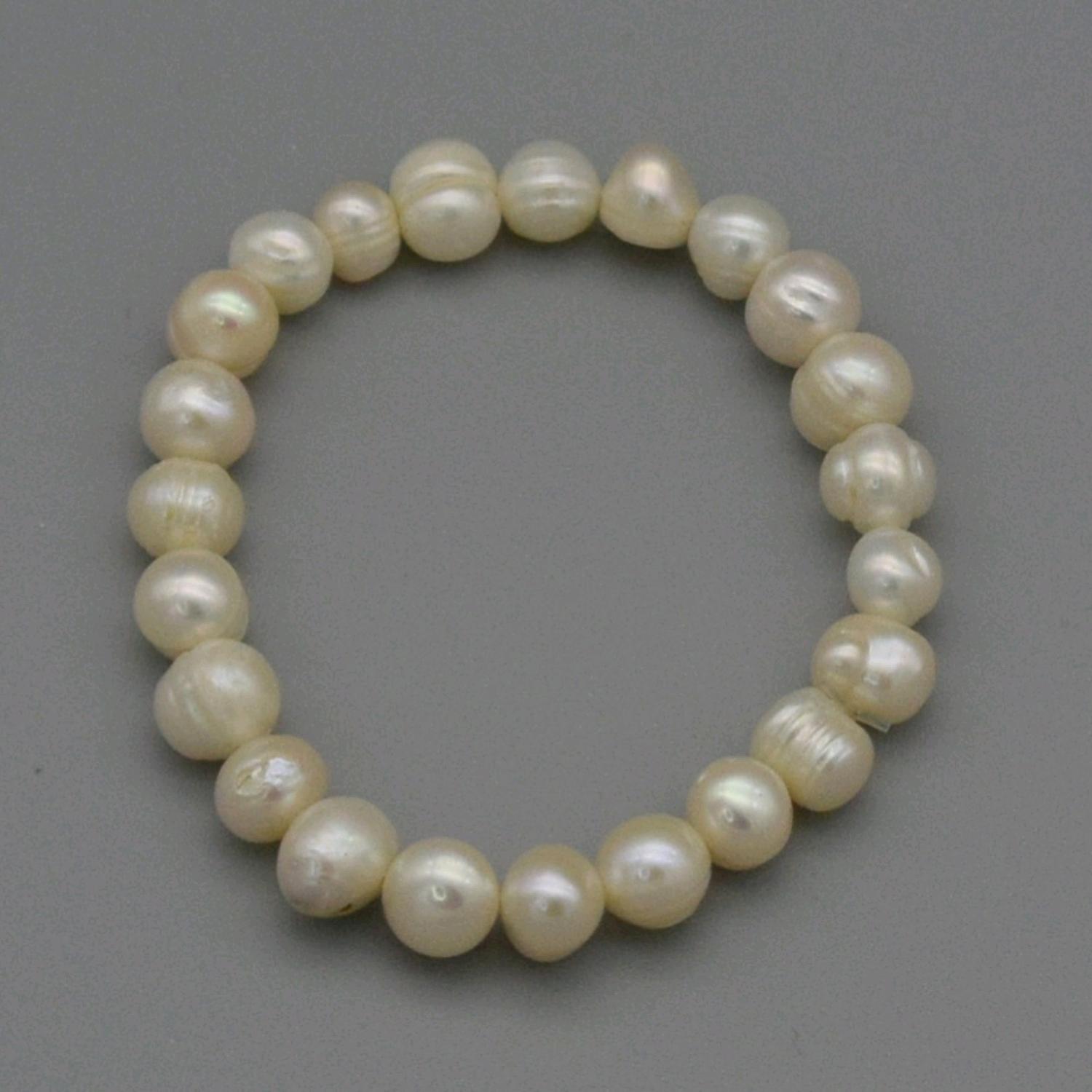 Bracelet élastique en perles de culture véritables