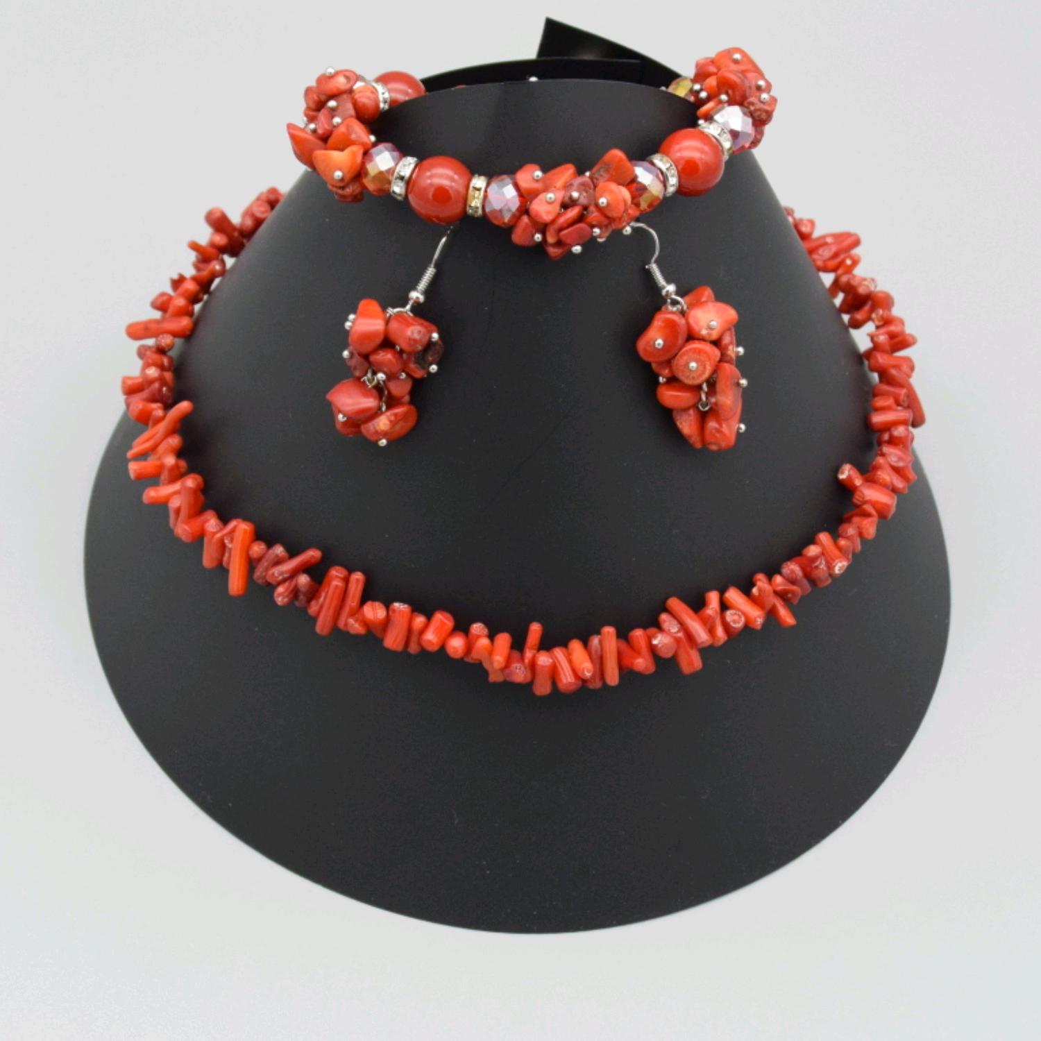 Parure de bijoux en corail bambou véritable