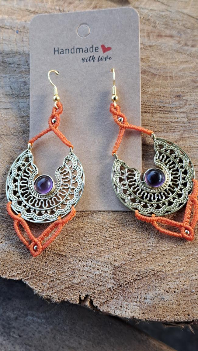 Boucles d'oreilles micro-macramé India