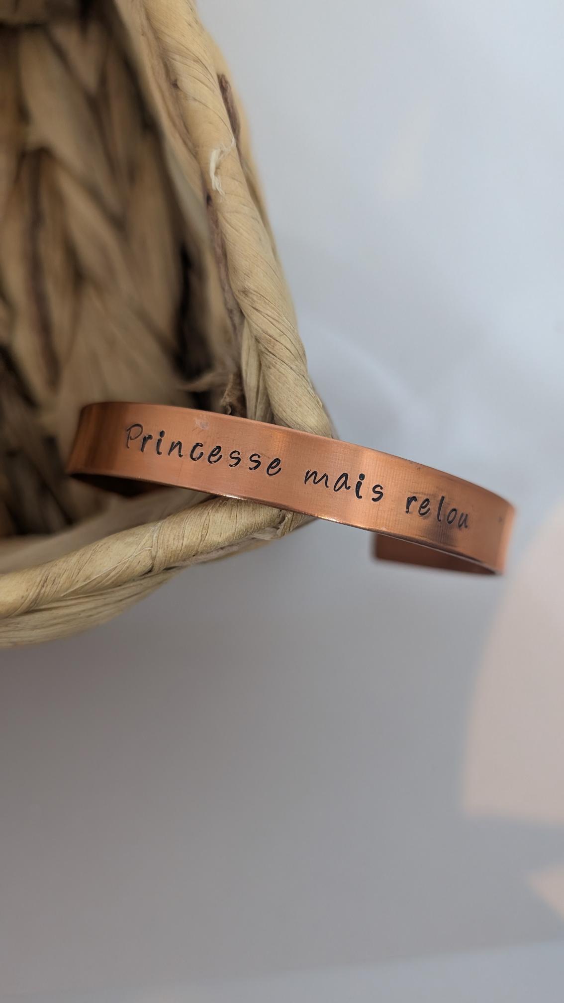 Jonc gravé &quot;Princesse mais relou&quot;