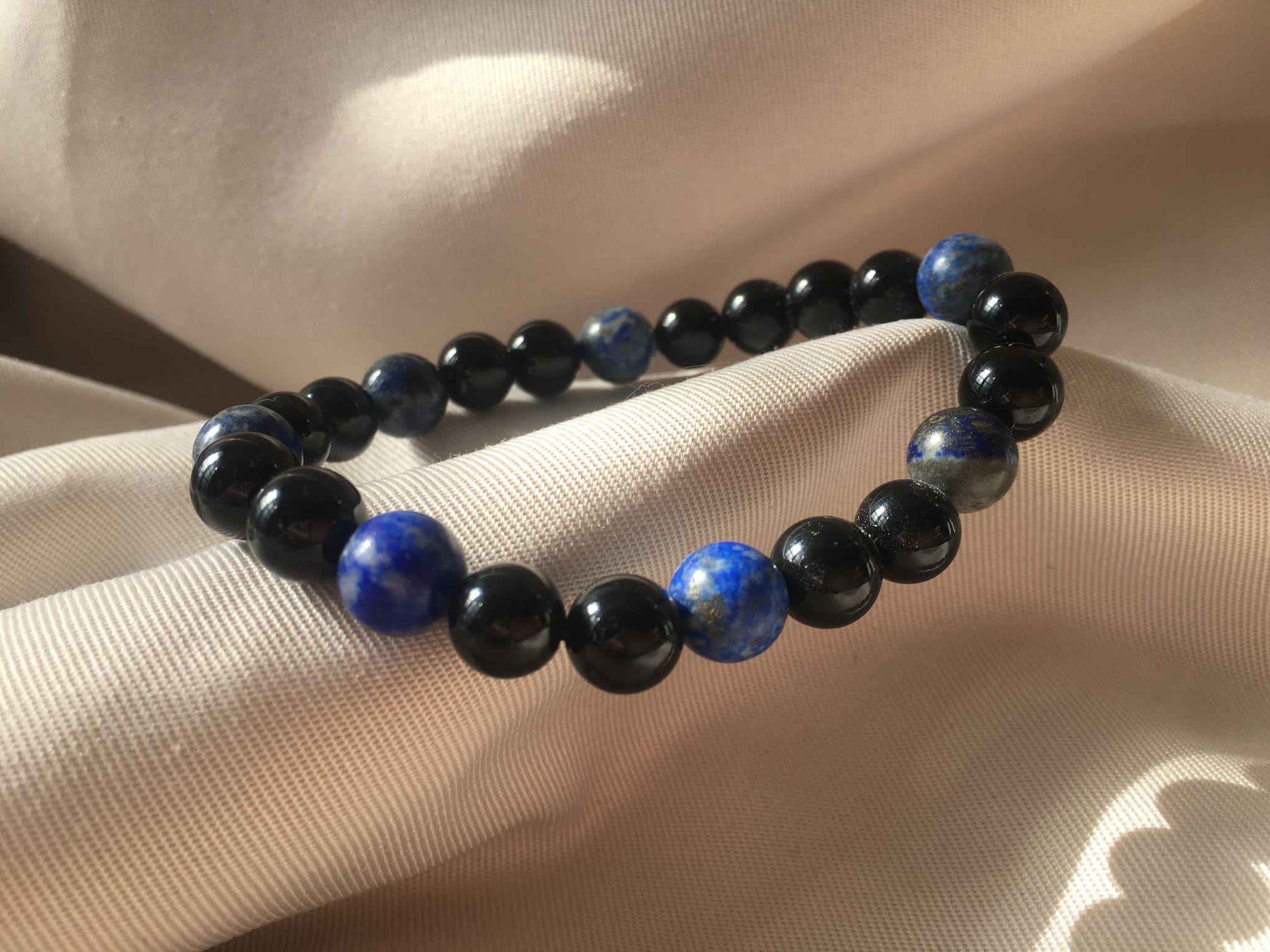 Bracelet en Pierres Naturelles – Onyx &amp; Lapis-Lazuli