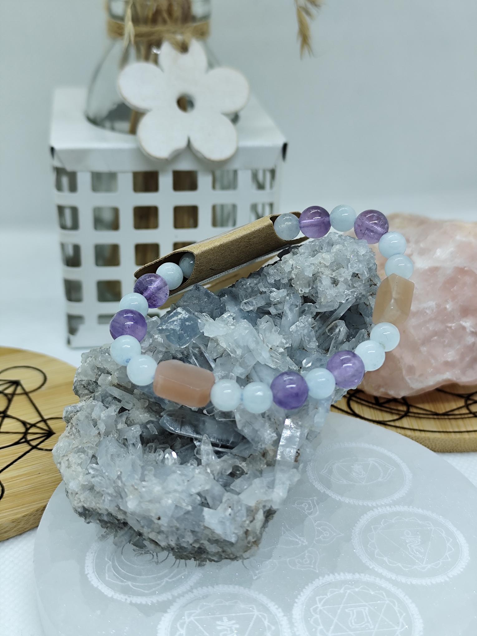 Pierre de Lune , améthyste, aigue Marine 