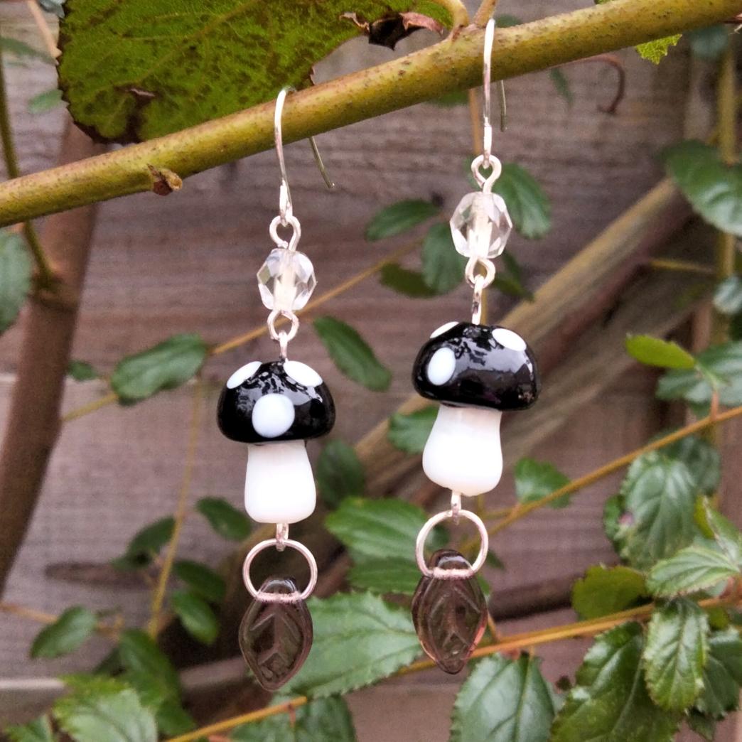 Black Mushroom Earrings 