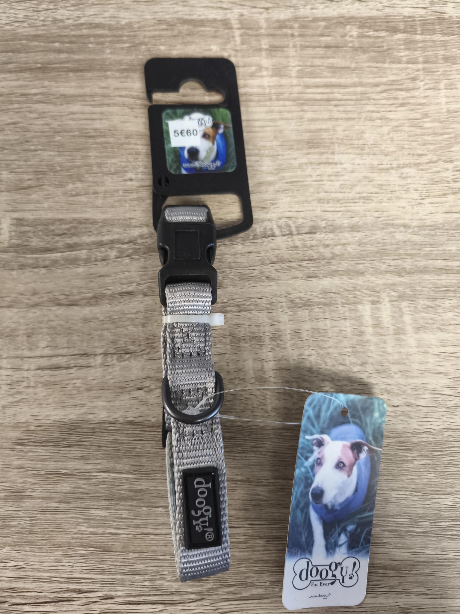 Doogy collier classic gris 23-32cm x 16mm