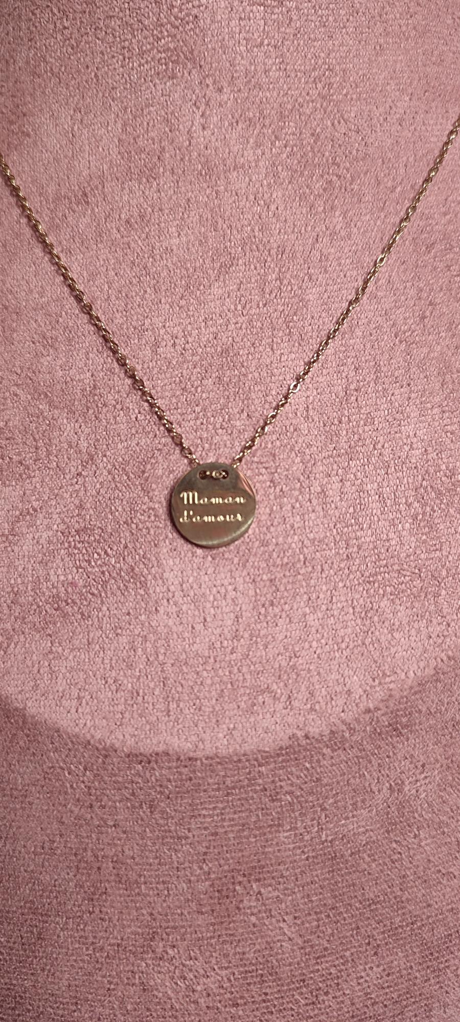 Collier Maman d'amour gold acier inoxydable 0000506
