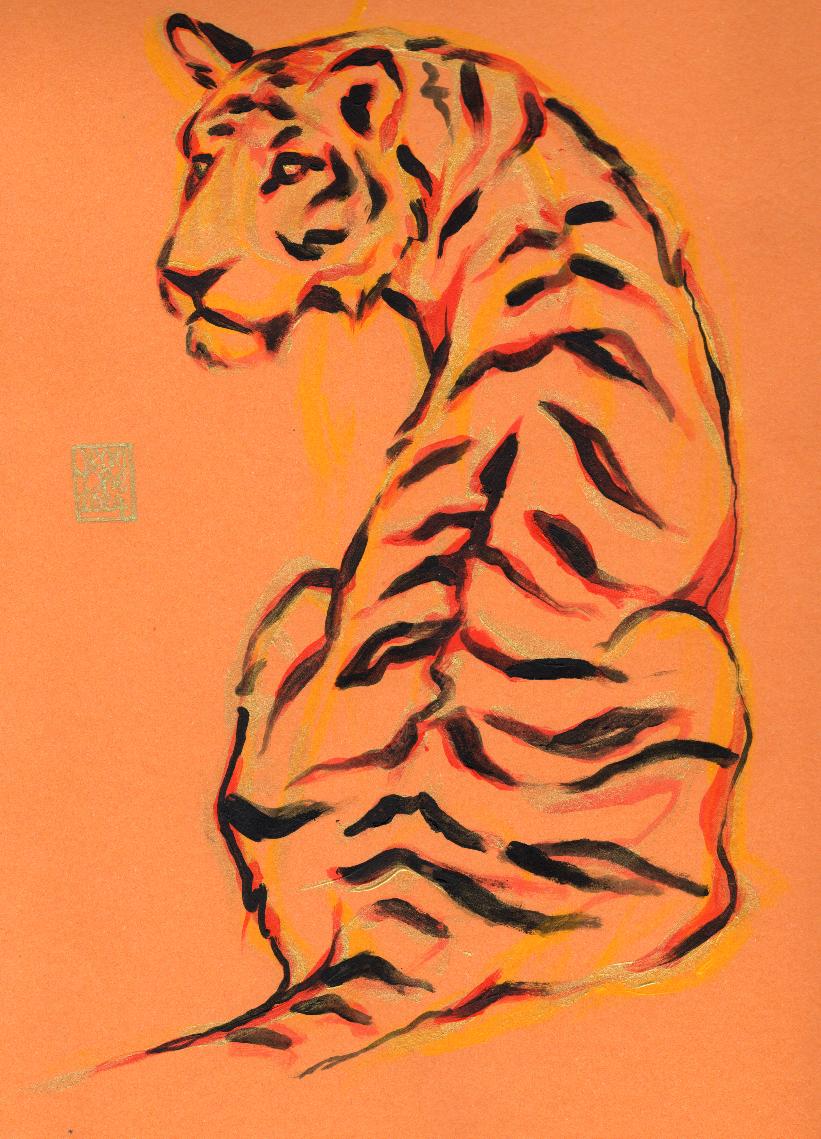 A3 Original Tiger painting 