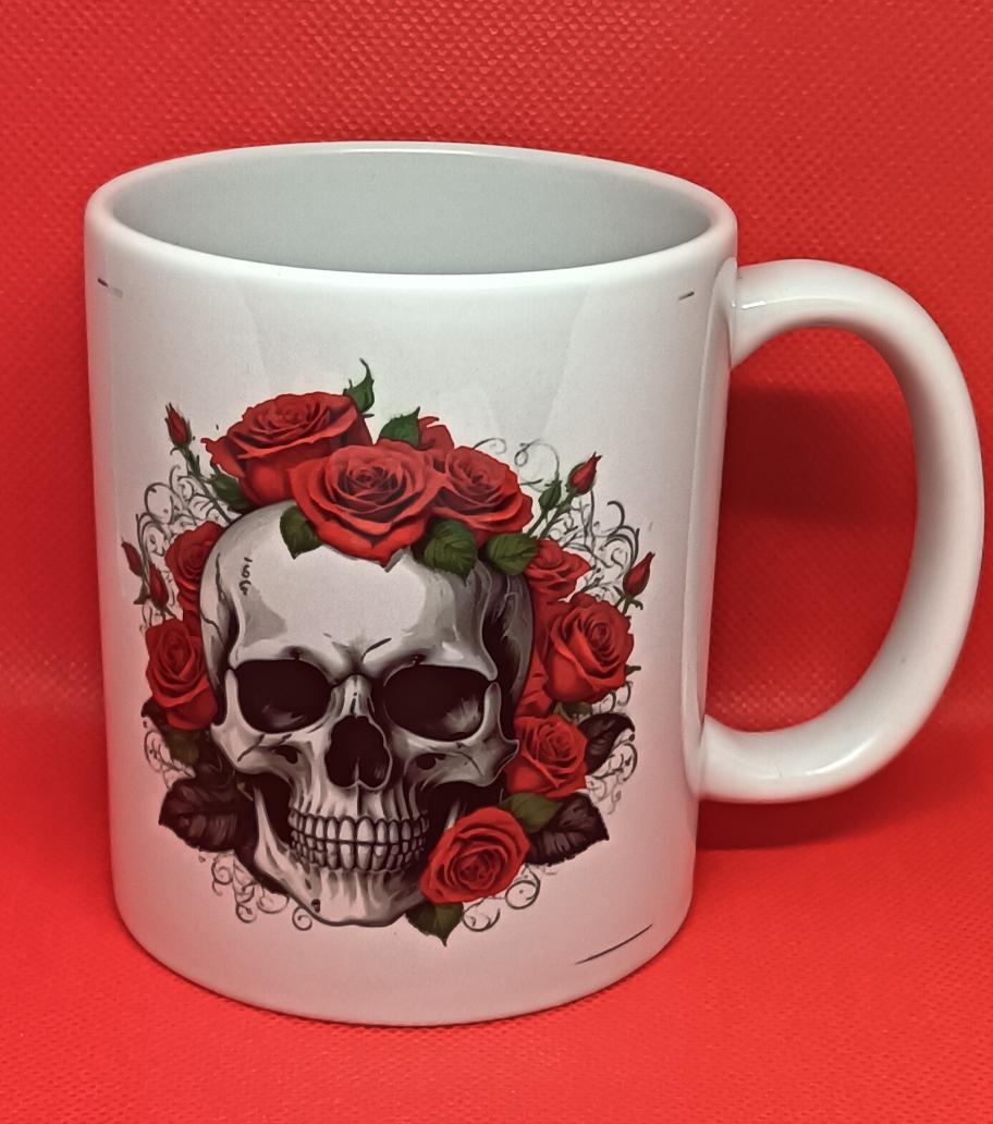 Custom Printed Skulls &amp; Roses Coffee Mug